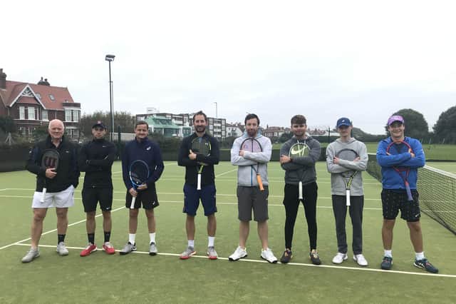 CourtX 1sts v Denmead (from left): Christophe Hardy, Alfie Reynolds, Terry Lawrence, Toby Pallett, James Craven, Joe Pace, James Sillence, Aaron Blackman