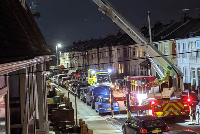 Police and firefighters in St Chad's Avenue in North End, Portsmouth, on January 30 responding to reports of a house party during lockdown.