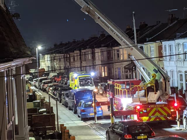 Police and firefighters in St Chad's Avenue in North End, Portsmouth, on January 30 responding to reports of a house party during lockdown.