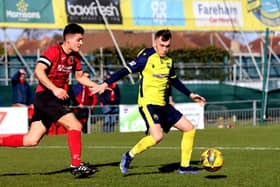 Ryan Pennery, right, in action for Gosport Borough last season. Picture by Tom Phillips.