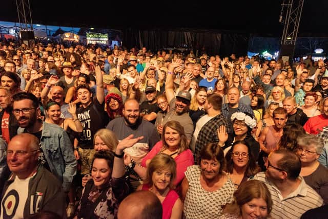 The crowd in the Valley Stage tent waiting for headliner Frank Turner & The Sleeping Souls. Picture: Vernon Nash (030819-031)