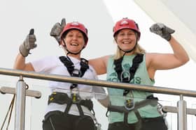 Pictured is: Chantelle Knight and Monnie Fard before their descent.

Picture: Keith Woodland (170721-15)