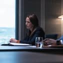Medical investigators Callahan (Helen Behan) and Adjei (Jordan Kouame) probe a new case in ITV drama Malpractice (Picture: World Productions/ITV)