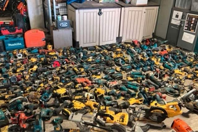 Hundreds of stolen tools have been seized by police following dozens of thefts across the Portsmouth area and Hampshire - particularly around the A3. Police confiscated them from a market stall in West London. They are carrying out an investigation under Operation Boromir. Picture: Hampshire and Isle of Wight Constabulary.