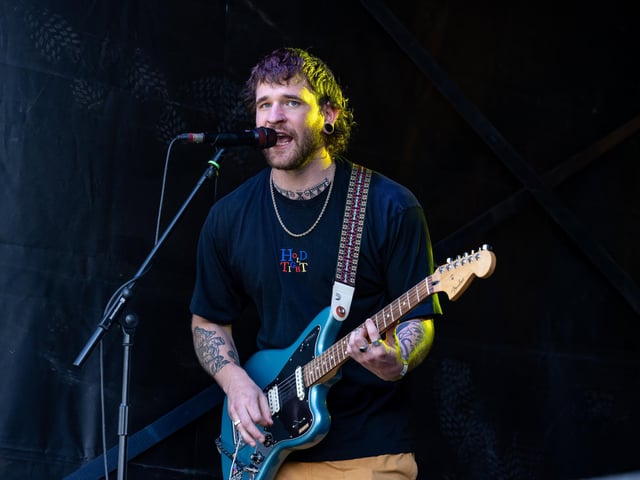 Lame Daze on stage at the open air festival held by the Pitt Street Skate Park. Picture: Mike Cooter (280523)
