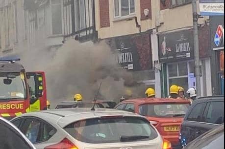 Fire at La Delizia in London Road, North End. Pic: Charlotte-Lucy Young