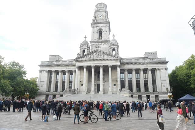 Portsmouth's vigil in Guildhall Square on Friday Picture: Sarah Standing (090922-2741)