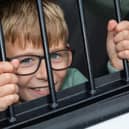 Caleb, 8, found himself behind bars at the Port Solent 999 Day.  Photos by Alex Shute
