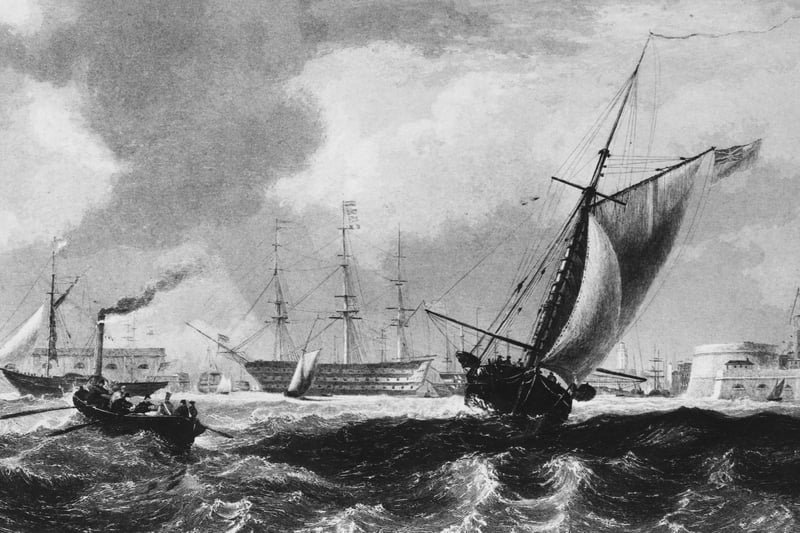 Boats approaching Portsmouth Harbour in choppy seas, circa 1837. Engraved by Finden after a drawing by J D Harding from a sketch by Jendle. (Photo by Hulton Archive/Getty Images)