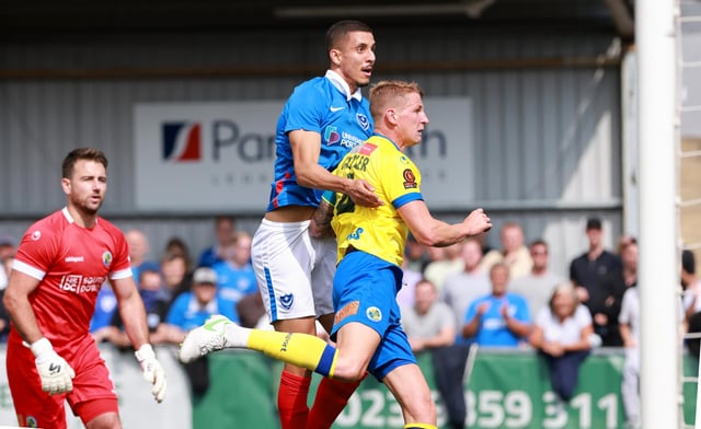 Gassan Ahadme remains with Pompey for their St George's Park training camp following his hat-trick against the Hawks. Picture: Paul Collins