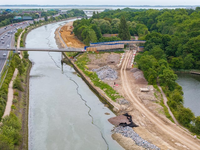 Work is ongoing to create 1.9km of sea defences from the Portsbridge roundabout at Hilsea to the east across the top of Foxes Forest. Picture: Marcin Jedrysiak