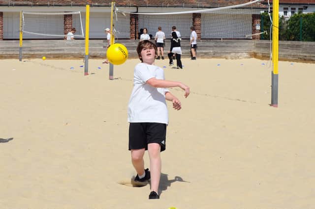 Year 9s during dodgeball. (160622-6813)