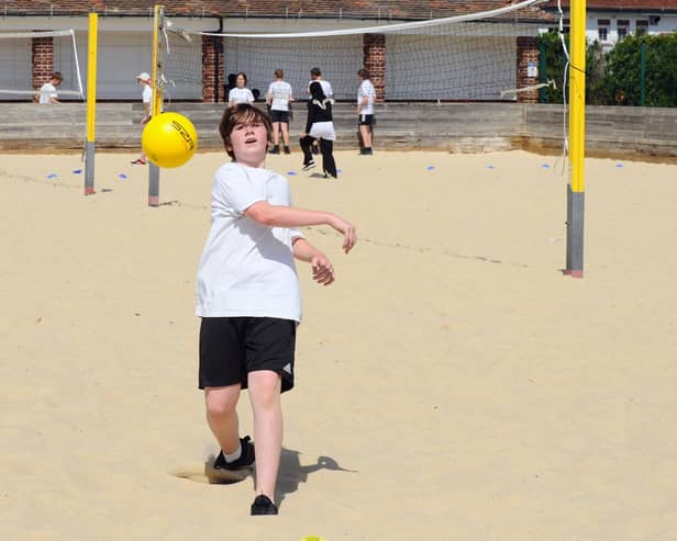 Year 9s during dodgeball. (160622-6813)