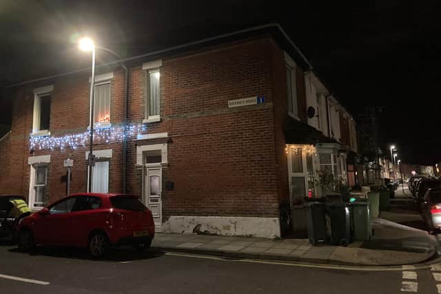Christmas lights on house in Fratton on corner of Barnes Road and Clive Road. Picture: JPIMedia