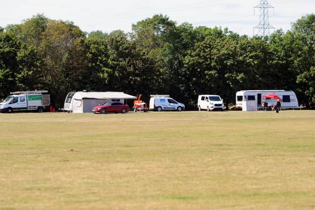 Travellers on Wicor recreation ground in Portchester, on Thursday, August 6
