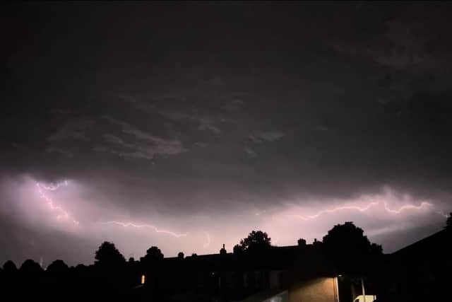 Lightning captured above Hilsea last night. Picture: Megan Jones
