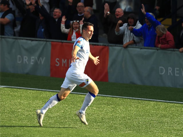 Jason Prior celebrates after scoring Hawks' opener. Picture by Dave Haines