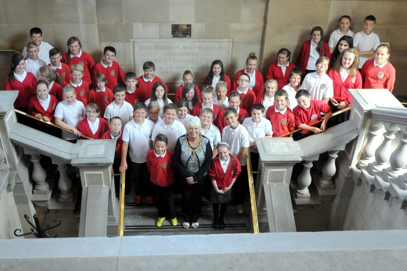 The Mayor and Mayoress Ernest Gibson and Patricia Ridley gave children from Harton Primary School a tour of the Town Hall in 2013. Can you spot someone you know?