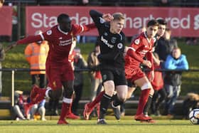 Anthony Scully in action for West Ham against Liverpool in February 2018. Picture: Nick Taylor/Liverpool FC/Liverpool FC via Getty Images.