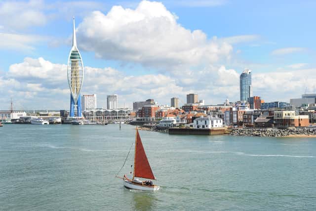 The view of Portsmouth Harbour from NCI's watch tower at Fort Blockhouse
Picture: Sarah Standing (100519-8881)