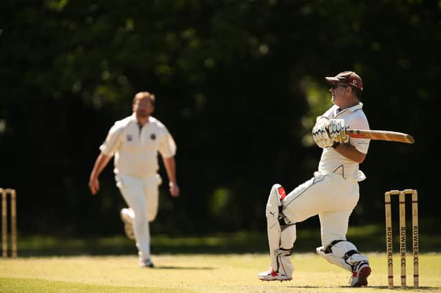 Matt Darby hits out on his way to 90 for Rowners 2nds. Picture: Chris Moorhouse
