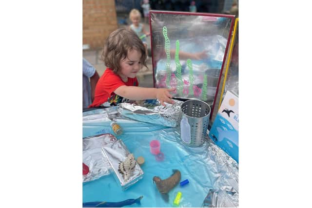 A pupil takes part in the Plastic Free Month session on sea animals. 