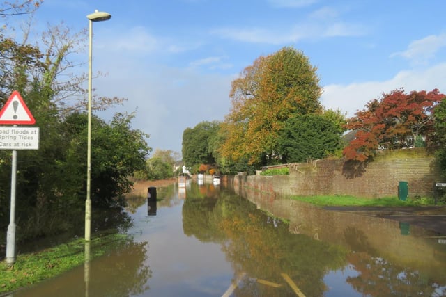 Wallington shore road in Fareham was flooded.
