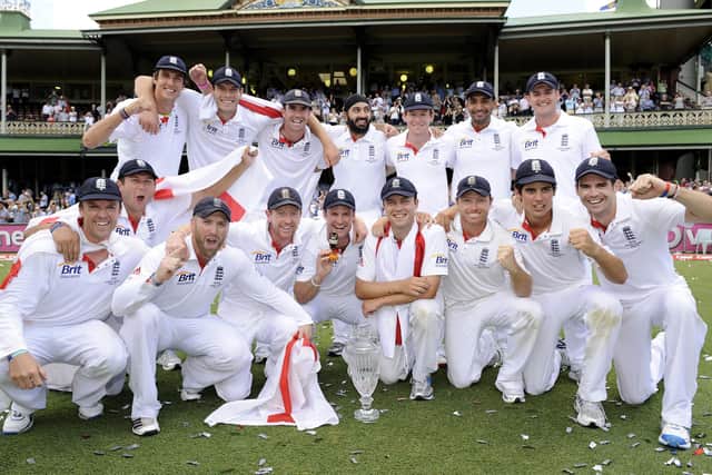 England celebrate winning the Ashes Down Under in 2010/11 - the only time they have won in Australia since the late 1980s. Picture: Getty Images.