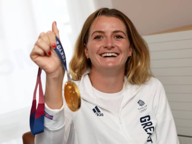 Eilidh McIntyre with her Olympic 470 Class gold medal. Picture: Sam Stephenson