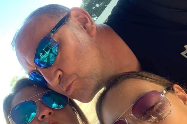 Dom Merrix, 48, of North End, pictured with partner Sarah Merrix and their 10-year-old daughter Ellie-Mai.