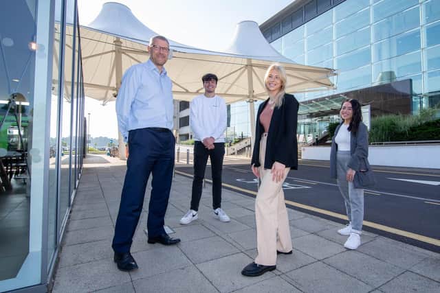 From left, Editor Mark Waldron, sport apprentice Pepe Lacey, news and features apprentice Elsa Waterfield and Kickstart apprentice Sophie Murray Picture: Habibur Rahman