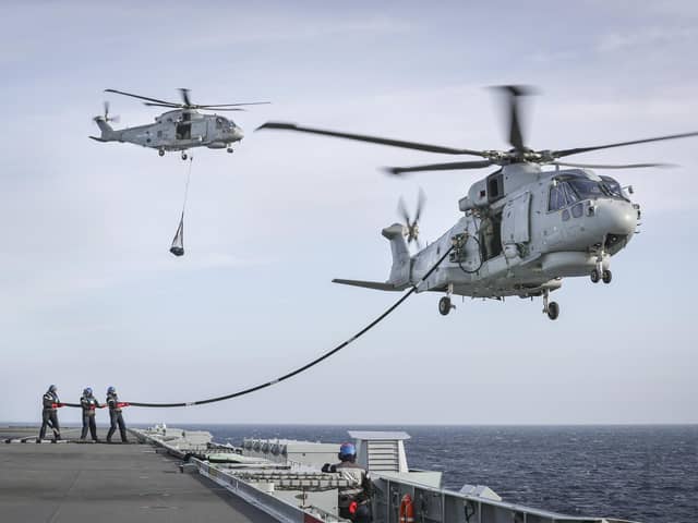 A vital system on Royal Navy helicopters is due to be scrapped by the end of the decade. Pictured: Merlin Mk2 helicopters.