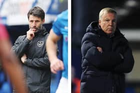 Danny Cowley, left, and his Pompey predecessor Kenny Jackett