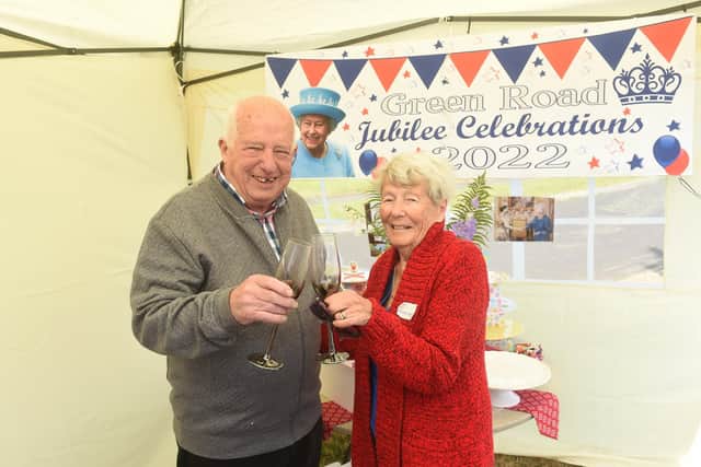 Residents in Green Road, Stubbington, held a street party on Saturday, June 4 to celebrate The Queen's Platinum Jubilee.

Pictured is: Fred Green (89) and his wife Margaret celebrated their 67th wedding anniversary at the street party on Saturday, June 4.

Picture: Sarah Standing (040622-9472)