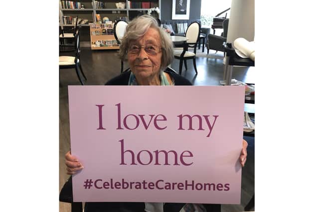 Residents at Gracewell of Fareham care home have been getting behind the national campaign #CelebrateCareHomes and starring in TikTok videos. Pictured: Barbara White
