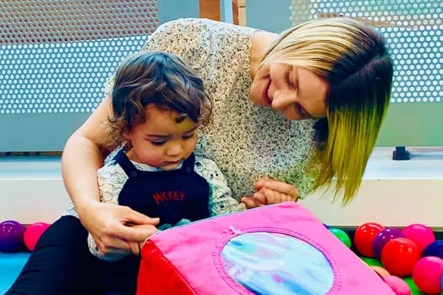 20-month-old Nathan from Eastleigh with Nicky Wilmot at the Portsmouth Open Sight support group. Picture: Open Sight Hampshire