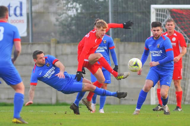 Flashback to November 2021 and action from Fareham Town's formbook-busting 5-1 Wessex Premier win at Horndean