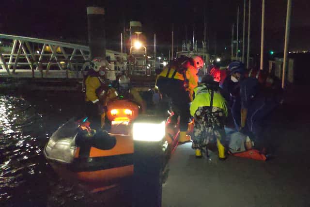 The injured man was taken by lifeboat to Trinity Landing, Isle of Wight. Picture: Will Matthews