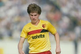 Nigel Gibbs in action during his Watford playing days, featuring against Chelsea in September 1985. Picture: Dave Cannon/Allsport/Getty Images/Hulton Archive