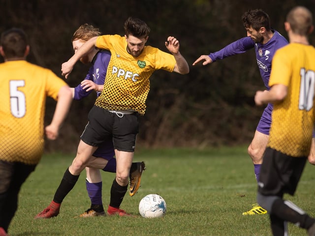 Action from AFC Tamworth's 7-2 victory over Gosham Rangers in Division Two of the City of Portsmouth Sunday League. Picture: Keith Woodland (120321-86)