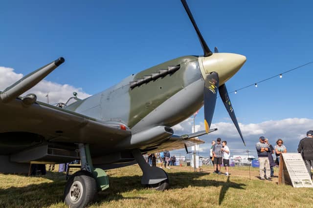 The 1944 Spitfire Mk IX on display at the Lee Victory Festival.