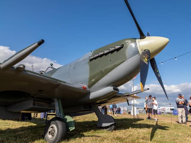 The 1944 Spitfire Mk IX on display at the Lee Victory Festival.