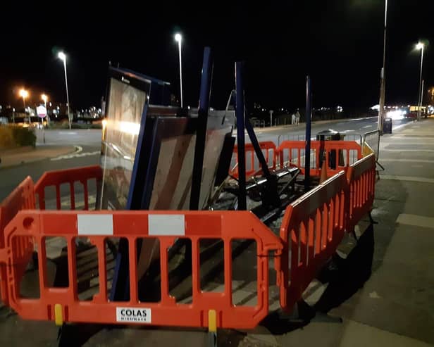 The remains of a bus shelter have been removed from the seafront by Portsmouth City Council following an incident.