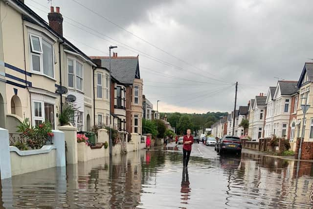 Residents of Salisbury Road in Cosham are calling for urgent action after flooding has hit their street. Picture: Lucy Heard