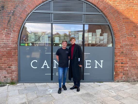 Thomas McCaffery (left) with actor Thomas Brodie-Sangster in Old Portsmouth on September 12