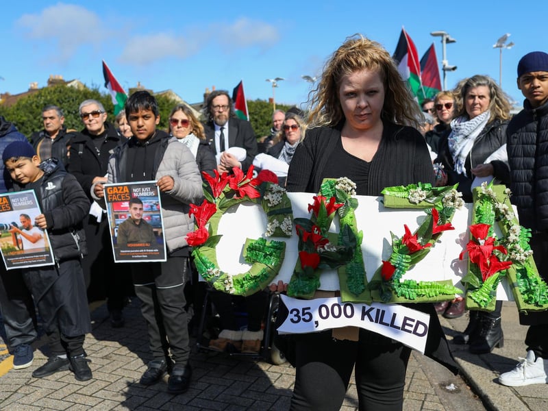 A symbolic funeral march for Gaza was organised by Portsmouth and Southdowns Solidarity Campaign. Picture: Chris Moorhouse (jpns 170324-25)