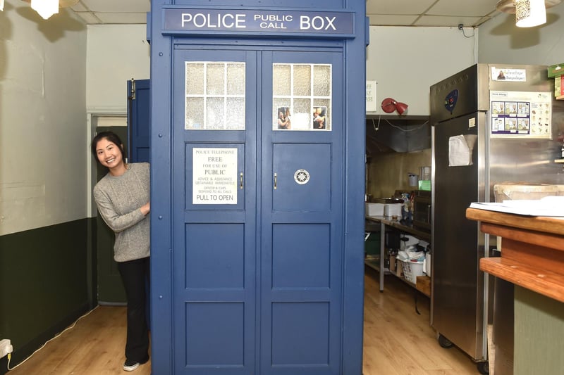 Lin's Thai Cafe in Elm Grove, Southsea, have created a Tardis themed toilet within their cafe. 

Pictured is: Snooki Renu Kiewbang.

Picture: Sarah Standing