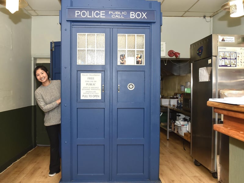 Lin's Thai Cafe in Elm Grove, Southsea, have created a Tardis themed toilet within their cafe. 

Pictured is: Snooki Renu Kiewbang.

Picture: Sarah Standing