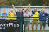 Gosport Borough fans in good spirits during the Bank Holiday Monday derby win at Sholing. Picture by Tom Phillips