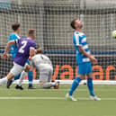 Jon Kercher celebrates his goal for Southsea. Picture: Keith Woodland